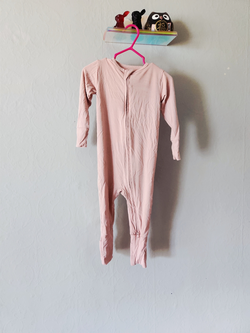 Sweet Bamboo Pink Long-Sleeve Footed One-Piece